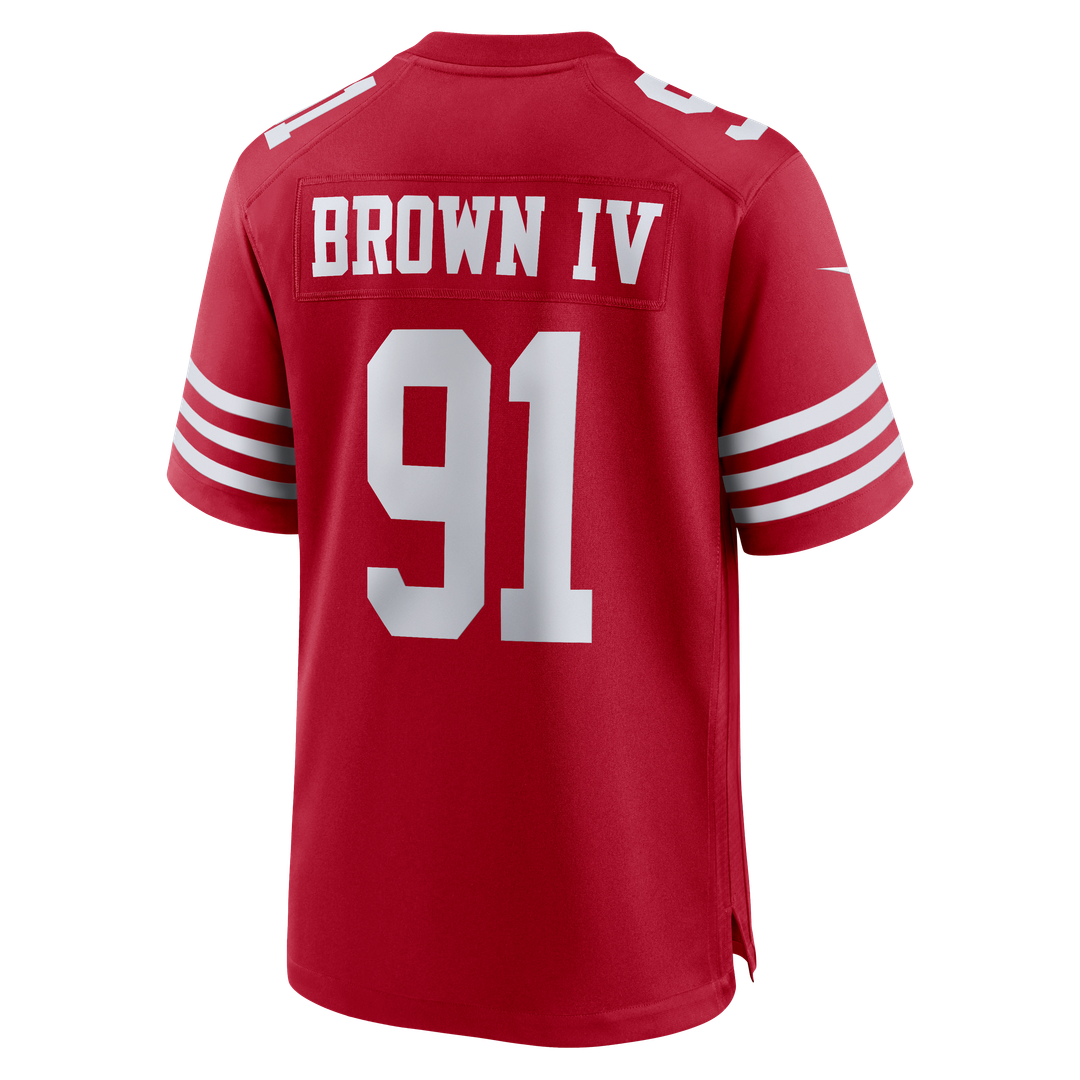 San Francisco 49ers Earnest Brown IV Nike Scarlet Team Game Jersey product image 3, provided for visual reference and