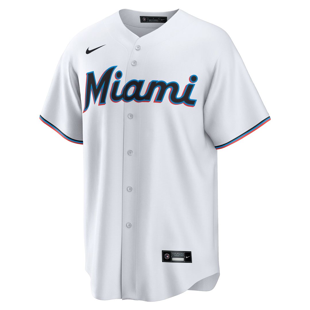 Miami Marlins Xavier Edwards Nike White Home Replica Jersey product image 2, provided for visual reference and product