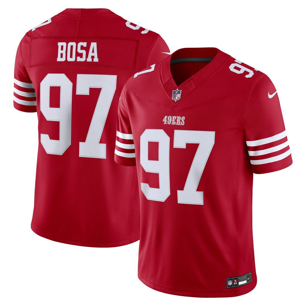 San Francisco 49ers Nick Bosa Nike Scarlet Team Vapor F.U.S.E. Stitched Limited Jersey product image 1, provided for visual