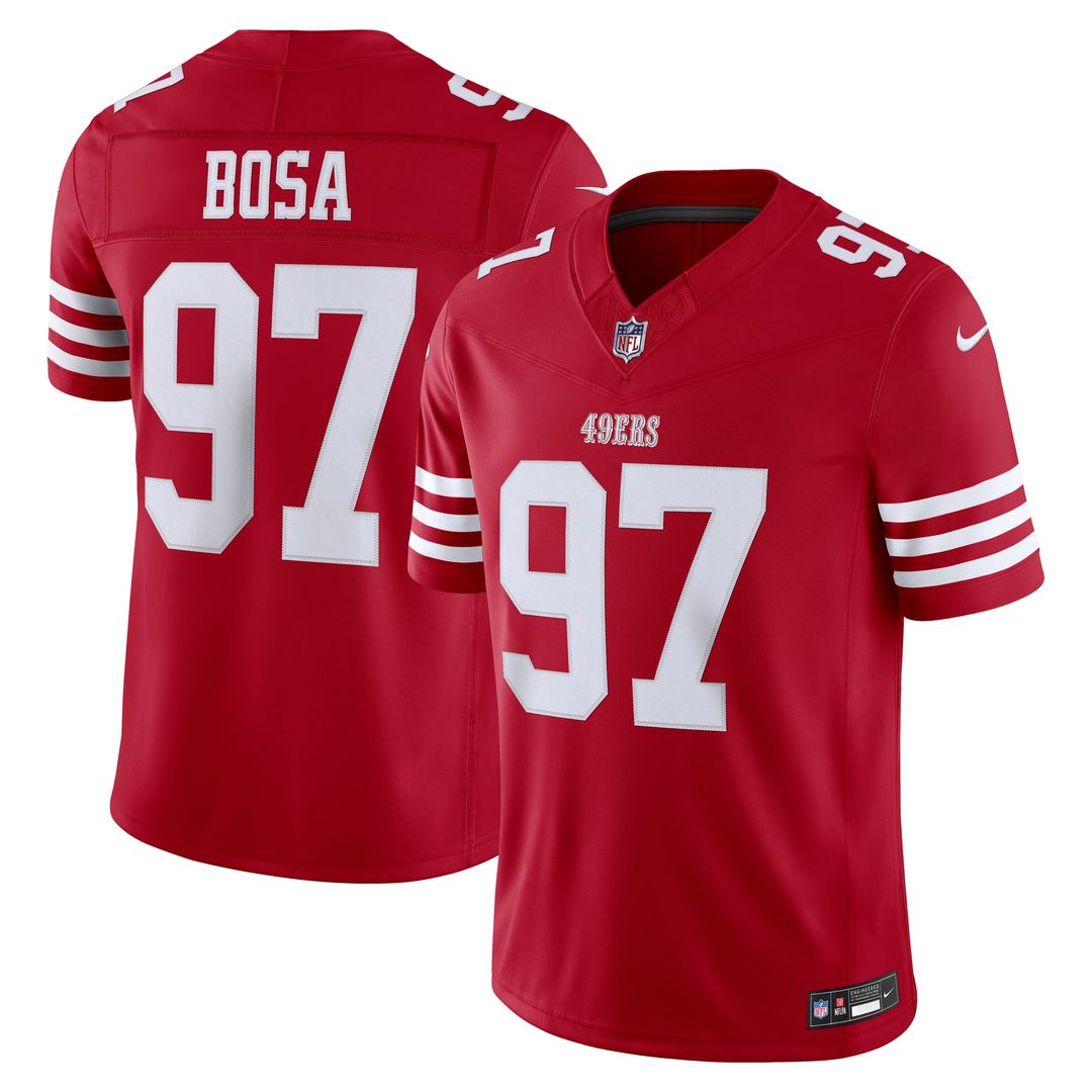 San Francisco 49ers Nick Bosa Nike Scarlet Team Vapor F.U.S.E. Stitched Limited Jersey product image 1, provided for visual