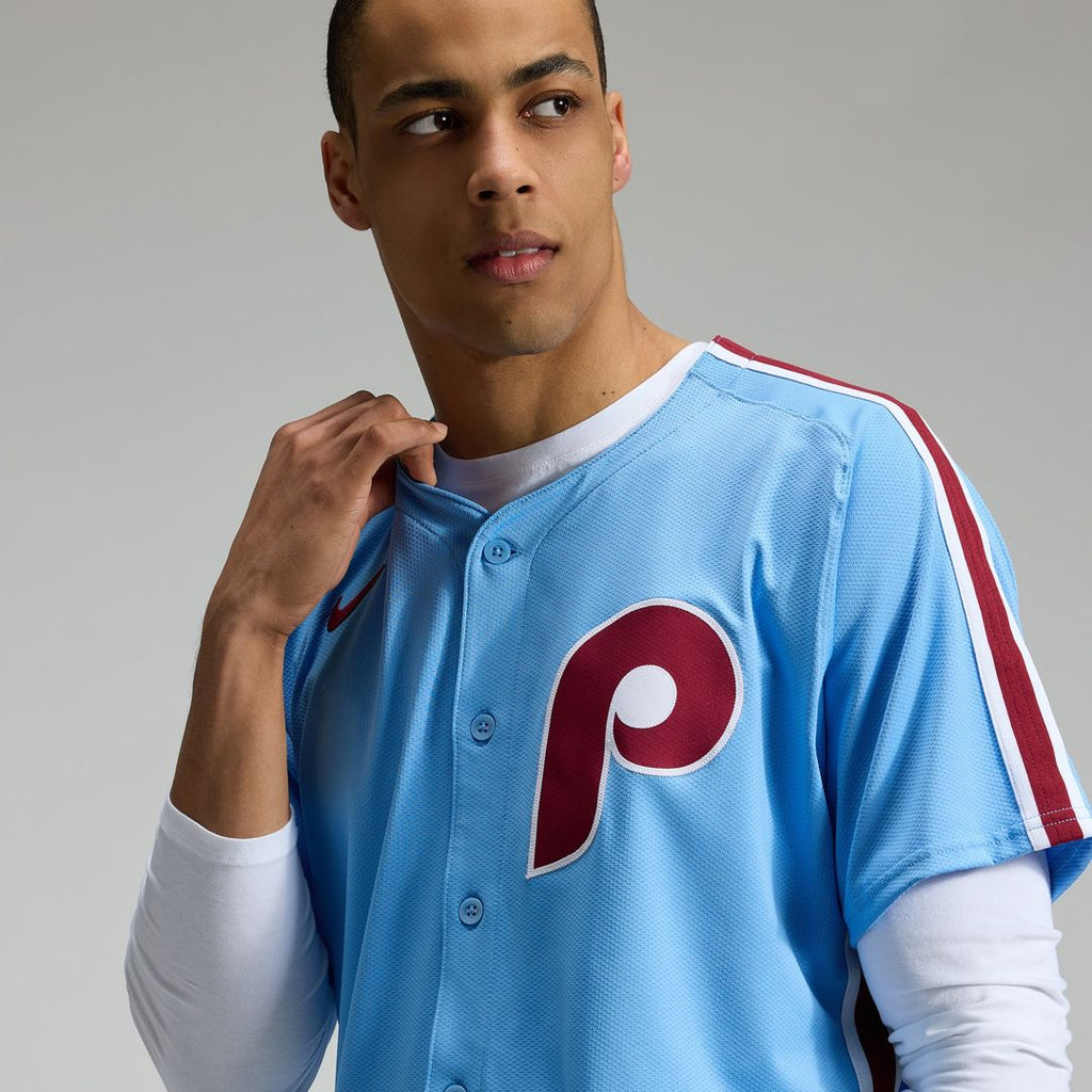 Philadelphia Phillies Nike Light Blue Alternate Elite Jersey product image 9, provided for visual reference and product