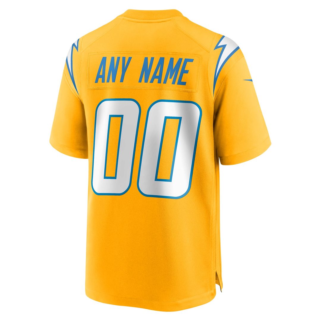 Los Angeles Chargers Nike Gold Alternate Charger Power Game Custom Jersey product image 6, provided for visual reference and