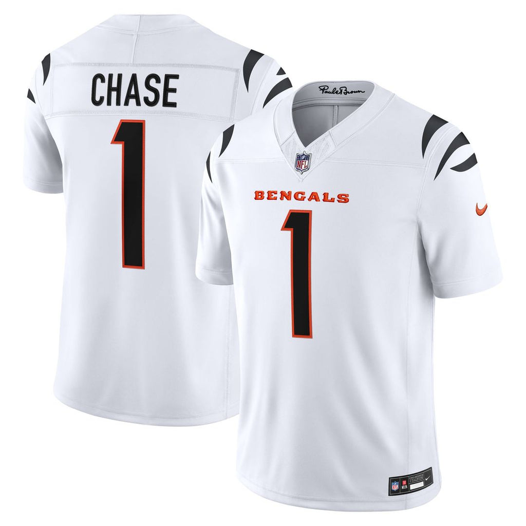 Cincinnati Bengals Ja'Marr Chase Nike White Vapor F.U.S.E. Stitched Limited Jersey product image 1, provided for visual