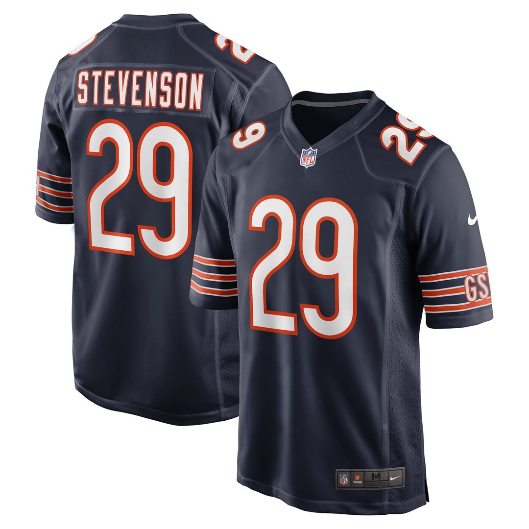 Chicago Bears Tyrique Stevenson Nike Navy Game Jersey product image 1, provided for visual reference and product detail