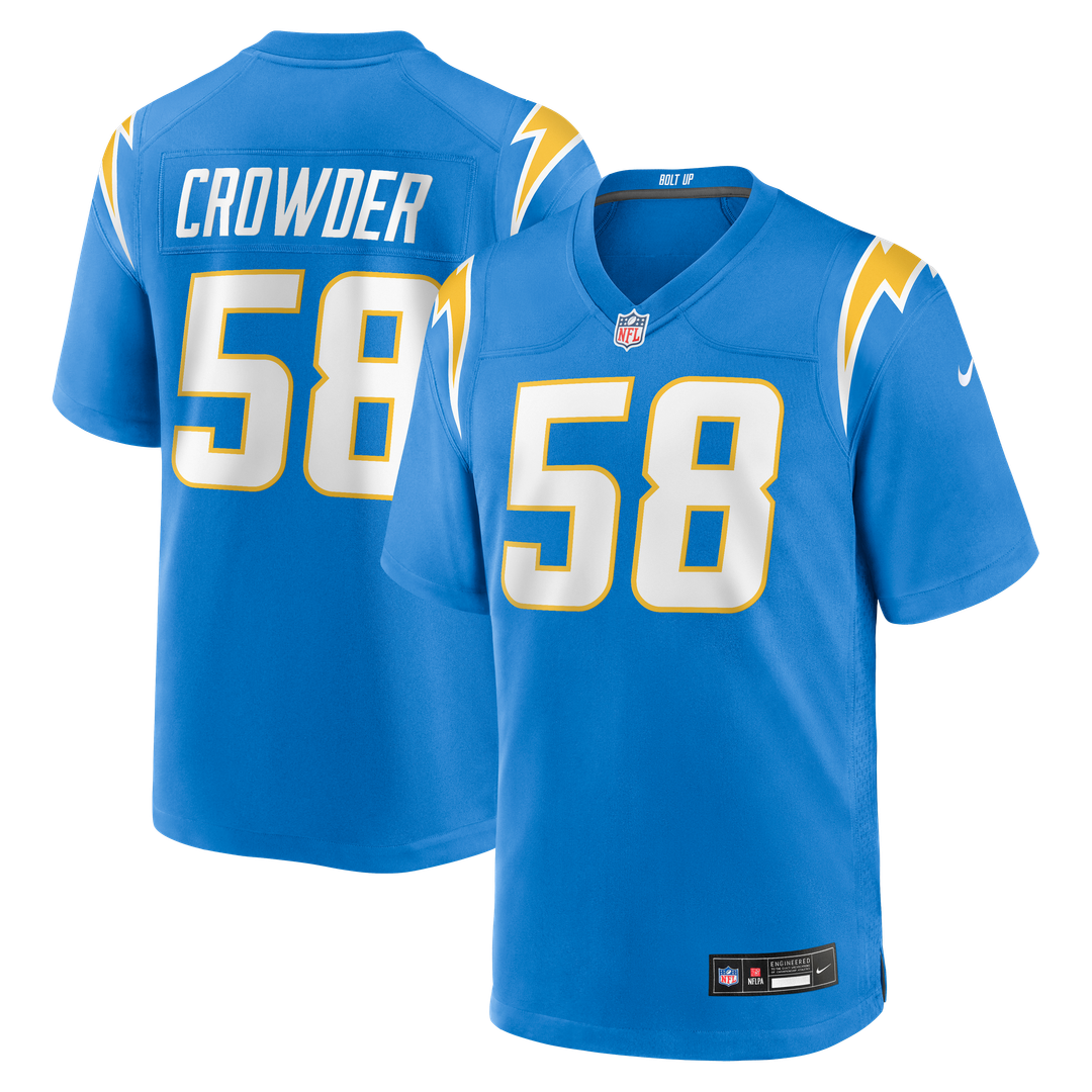 Los Angeles Chargers Tae Crowder Nike Powder Blue Team Game Jersey product image 1, provided for visual reference and