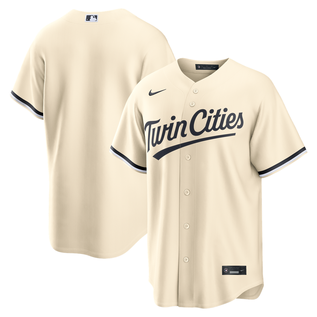 Minnesota Twins Nike Cream Alternate Replica Jersey product image 1, provided for visual reference and product detail review