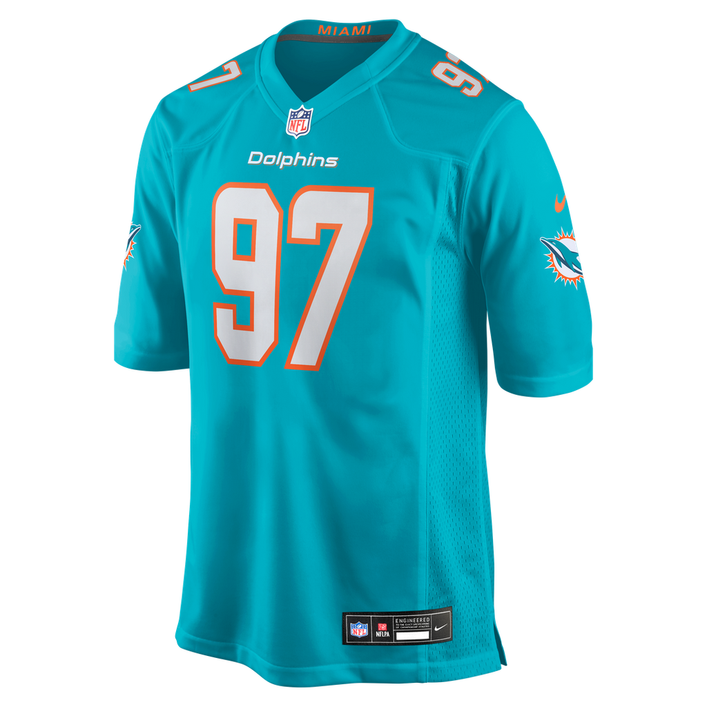 Miami Dolphins Rashard Lawrence Nike Aqua Team Game Jersey product image 2, provided for visual reference and product detail