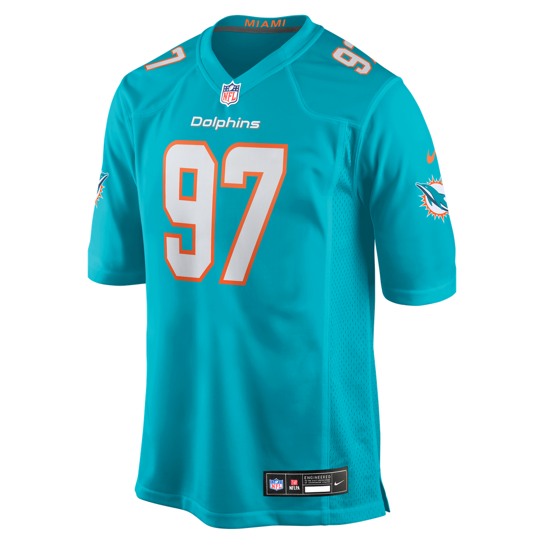 Miami Dolphins Rashard Lawrence Nike Aqua Team Game Jersey product image 2, provided for visual reference and product detail