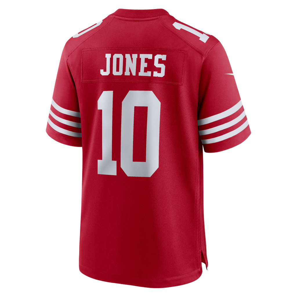 San Francisco 49ers Mac Jones Nike Scarlet Team Game Jersey product image 3, provided for visual reference and product