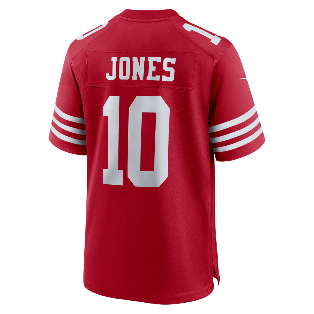 San Francisco 49ers Mac Jones Nike Scarlet Team Game Jersey product image 3, provided for visual reference and product
