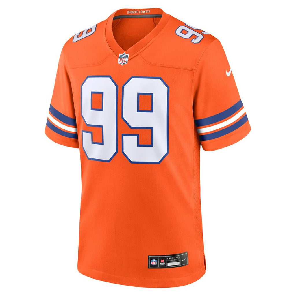 Denver Broncos Zach Allen Nike Orange Alternate Game Jersey product image 2, provided for visual reference and product