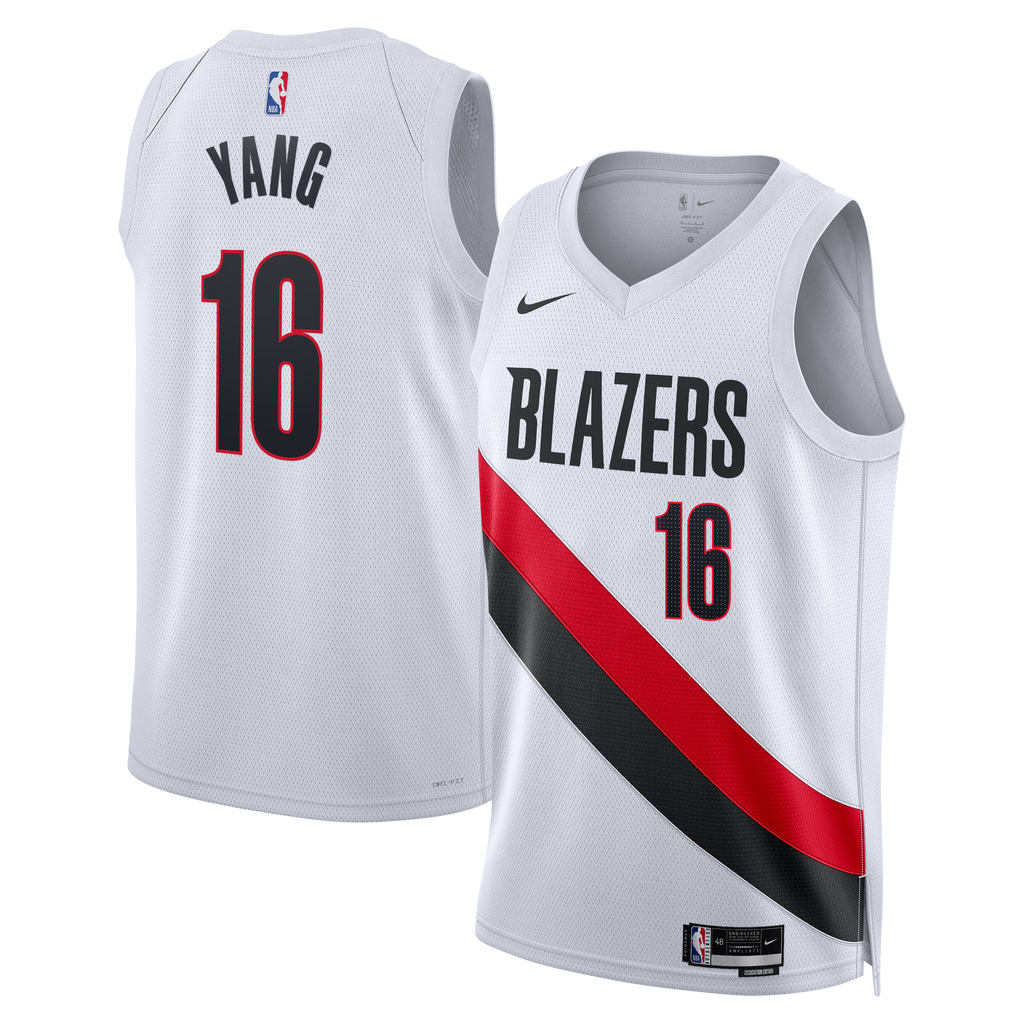 Portland Trail Blazers Nike Replica Association Edition Swingman Jersey - White - Yang Hansen - Unisex product image 1,