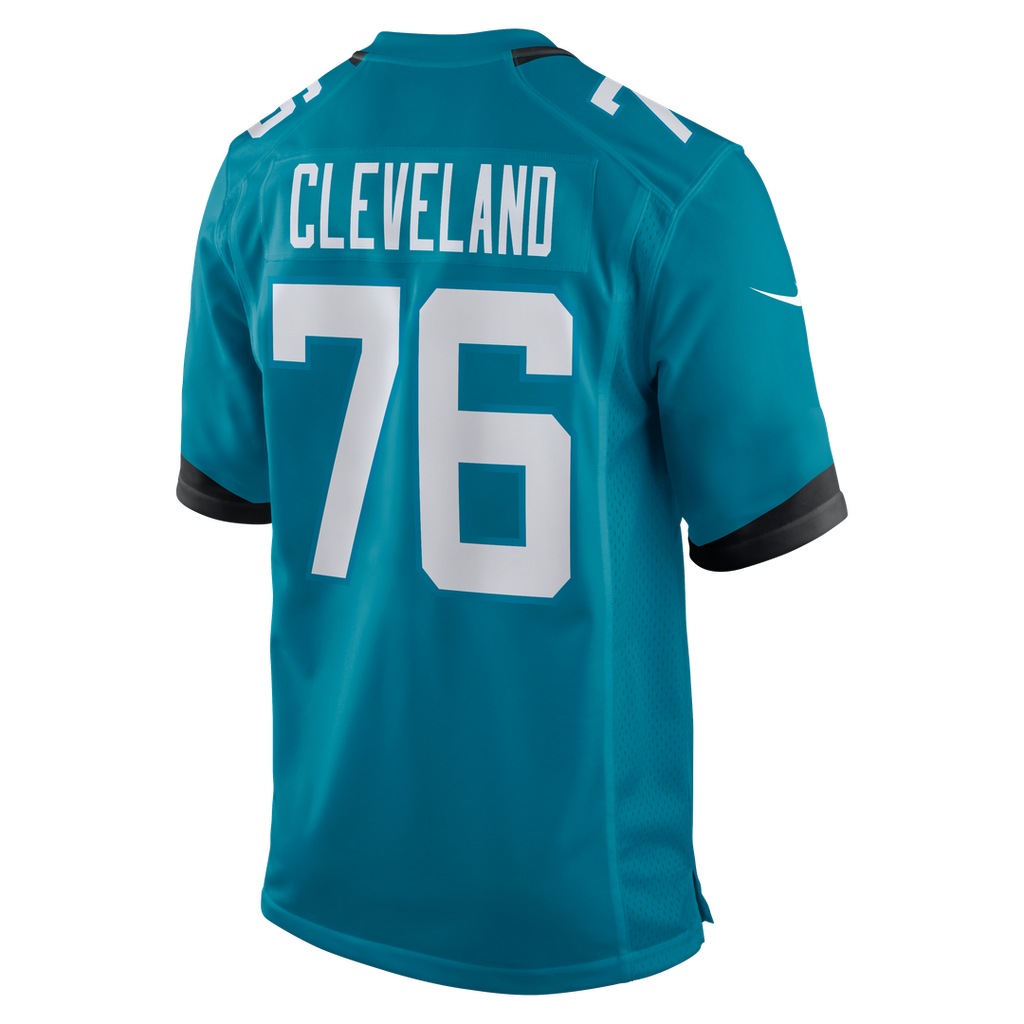Jacksonville Jaguars Ezra Cleveland Nike Teal Game Jersey product image 3, provided for visual reference and product detail