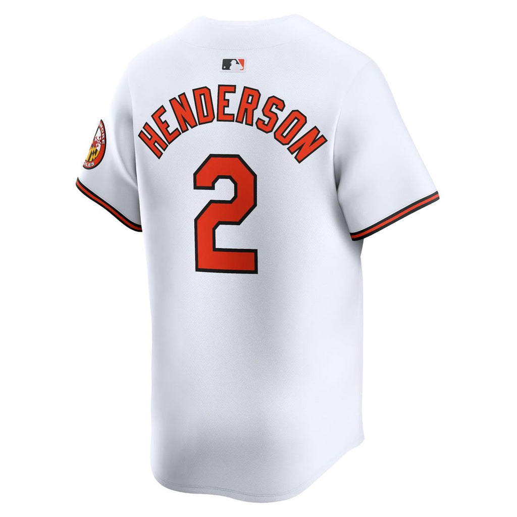 Baltimore Orioles Gunnar Henderson Nike White Home Limited Player Jersey product image 3, provided for visual reference and