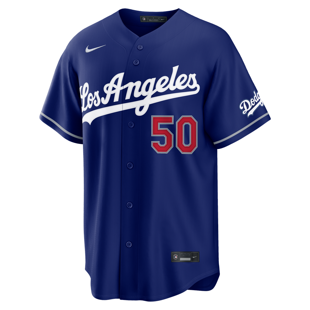 Los Angeles Dodgers Mookie Betts Nike Royal Alternate Stadium Jersey product image 2, provided for visual reference and