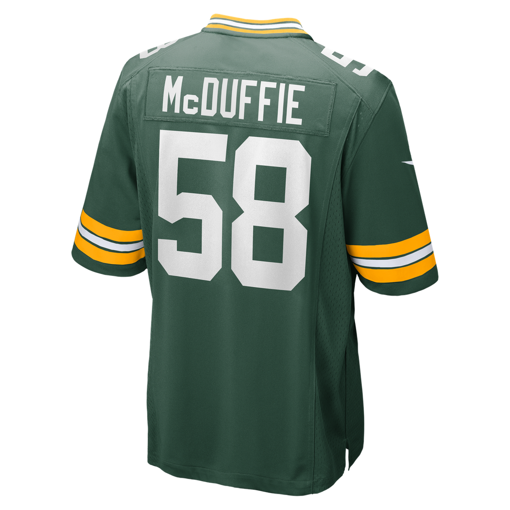 Green Bay Packers Isaiah McDuffie Nike Green Game Jersey product image 3, provided for visual reference and product detail