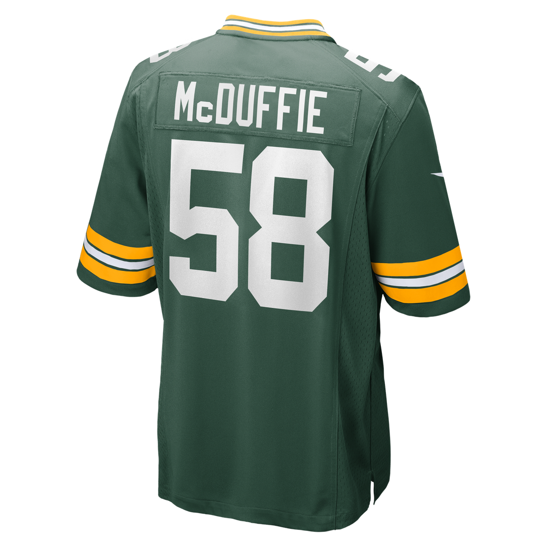 Green Bay Packers Isaiah McDuffie Nike Green Game Jersey product image 3, provided for visual reference and product detail