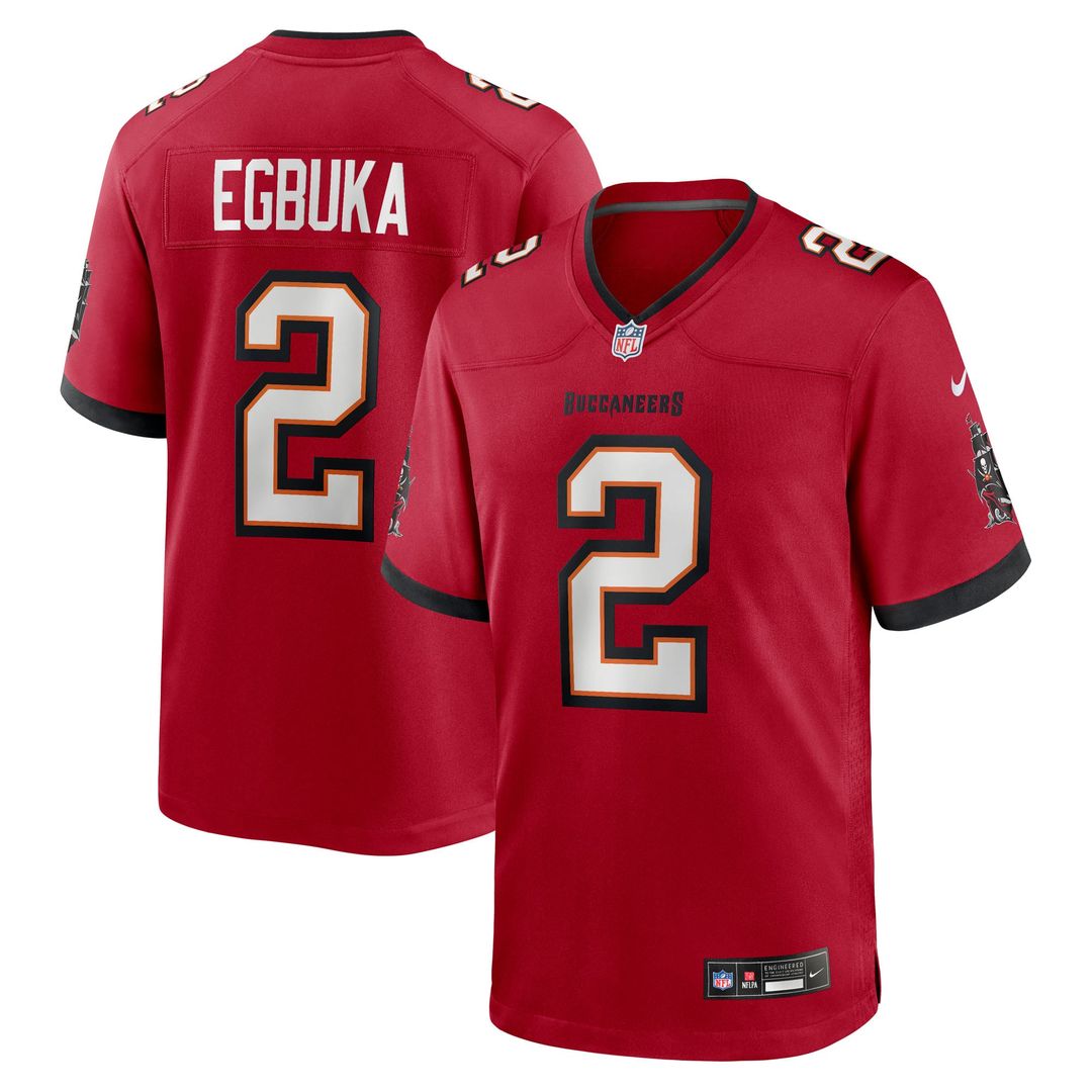 Tampa Bay Buccaneers Emeka Egbuka Nike Red Team Game Jersey product image 1, provided for visual reference and product