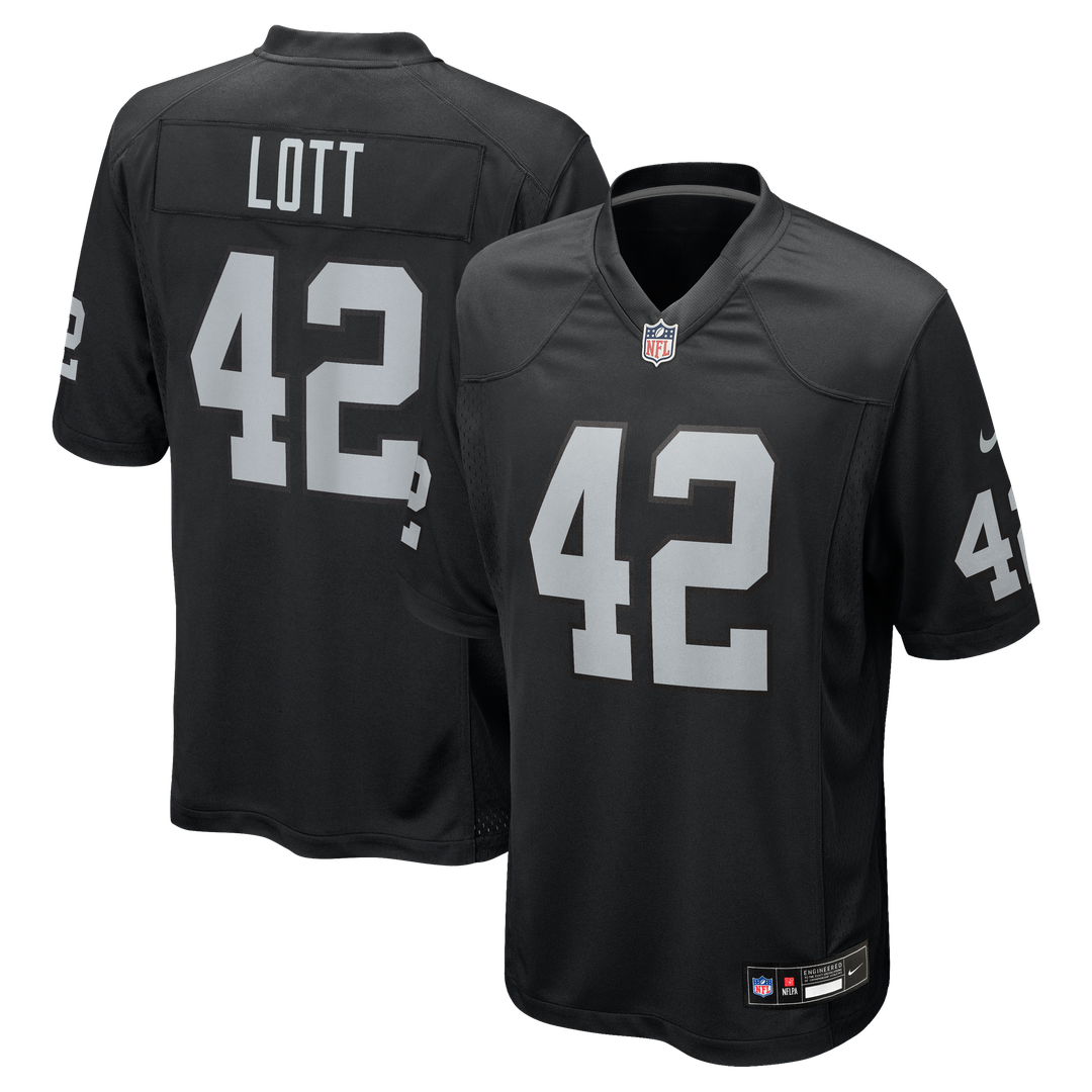Las Vegas Raiders Ronnie Lott Nike Black Game Retired Player Jersey product image 1, provided for visual reference and