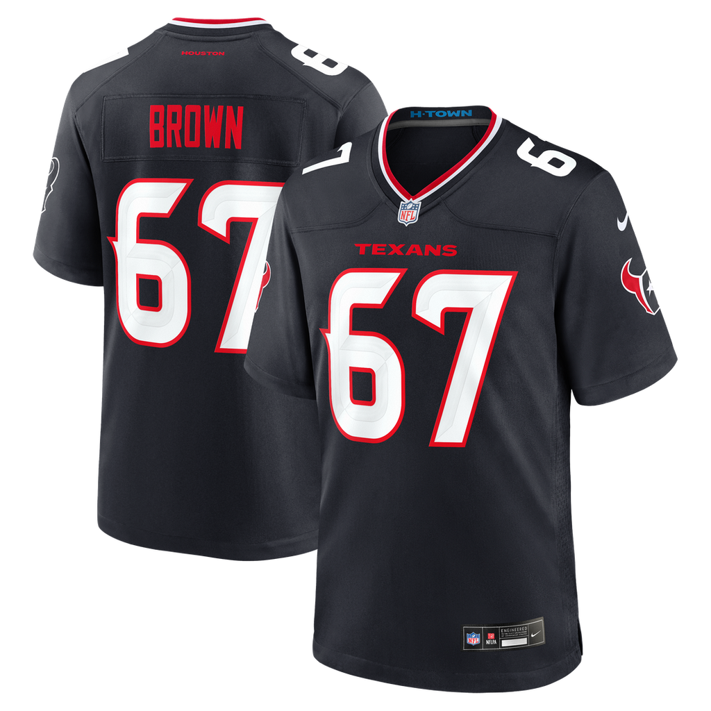 Houston Texans Evan Brown Nike Navy Team Game Jersey product image 1, provided for visual reference and product detail review
