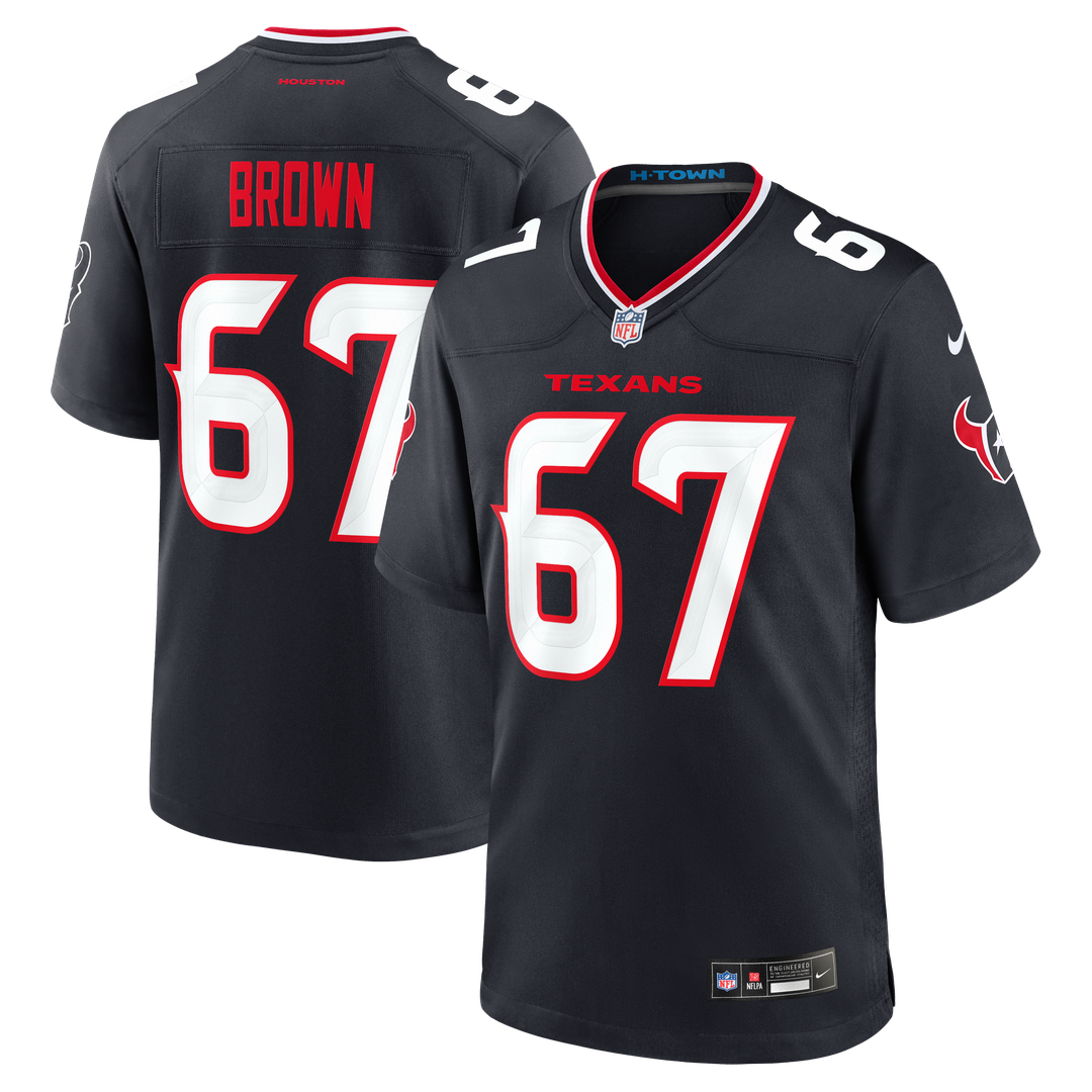 Houston Texans Evan Brown Nike Navy Team Game Jersey product image 1, provided for visual reference and product detail review