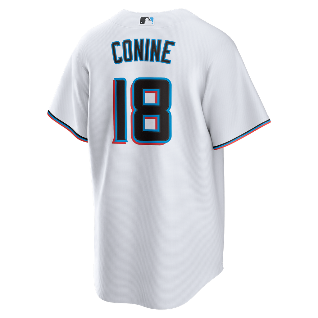 Miami Marlins Griffin Conine Nike White Home Replica Jersey product image 3, provided for visual reference and product