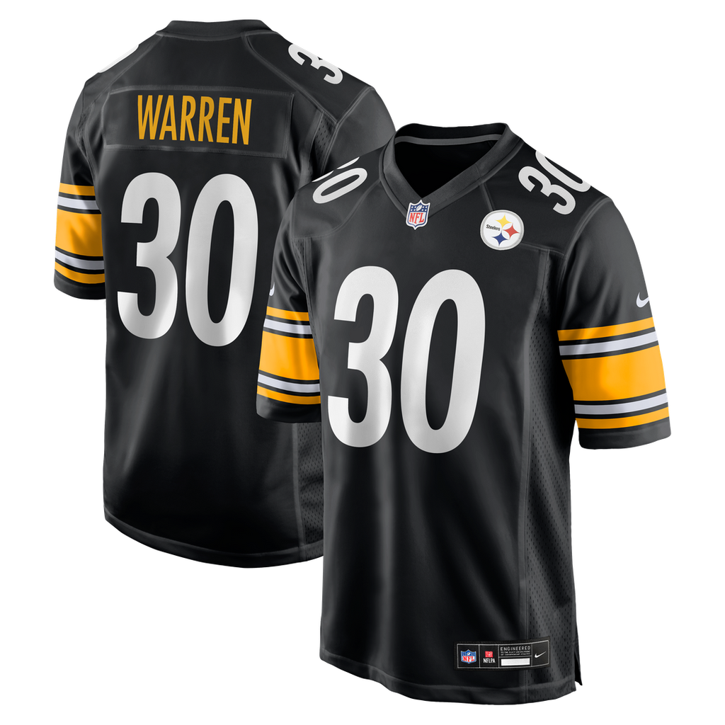 Pittsburgh Steelers Jaylen Warren Nike Black Game Player Jersey product image 1, provided for visual reference and product