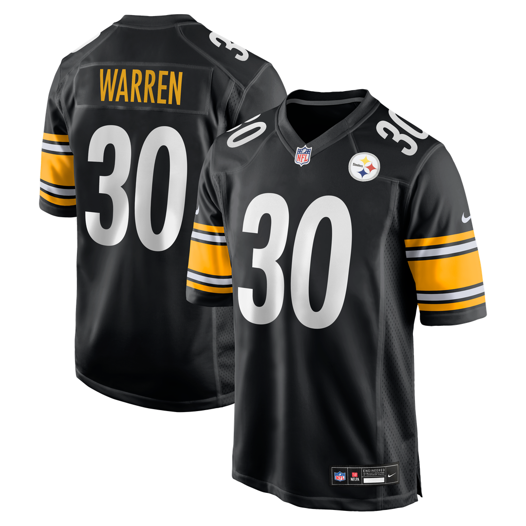 Pittsburgh Steelers Jaylen Warren Nike Black Game Player Jersey product image 1, provided for visual reference and product