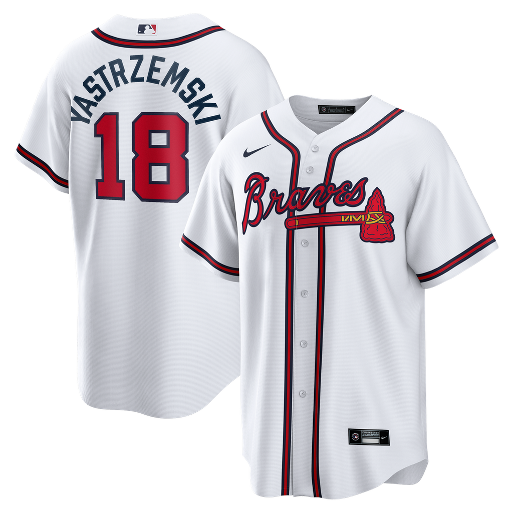 Atlanta Braves Mike Yastrzemski Nike White Replica Jersey product image 1, provided for visual reference and product detail