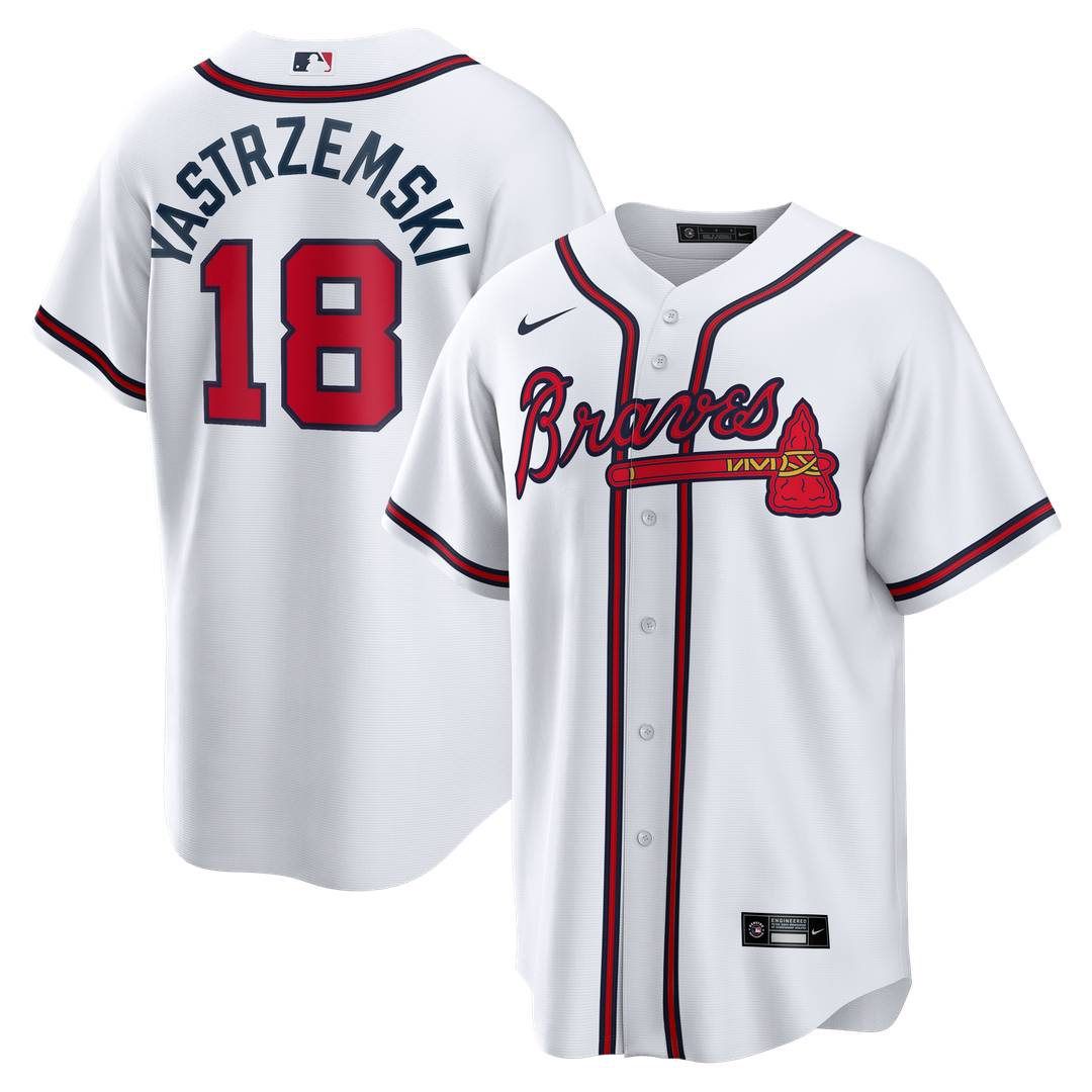 Atlanta Braves Mike Yastrzemski Nike White Replica Jersey product image 1, provided for visual reference and product detail