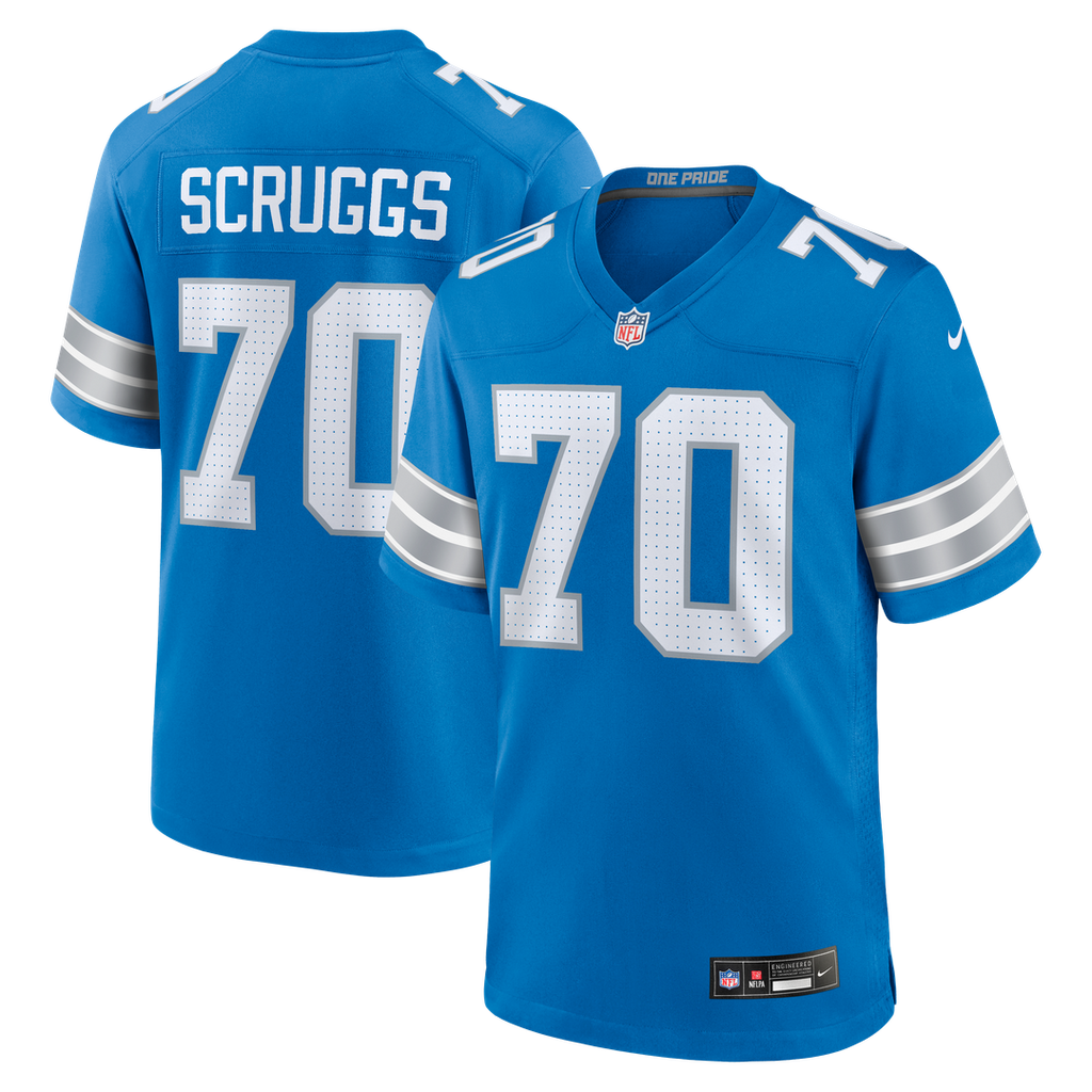 Detroit Lions Juice Scruggs Nike Blue Team Game Jersey product image 1, provided for visual reference and product detail