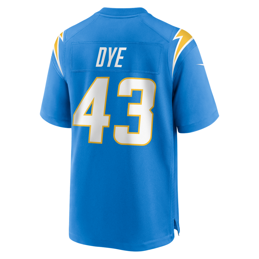 Los Angeles Chargers Troy Dye Nike Powder Blue Game Jersey product image 3, provided for visual reference and product detail
