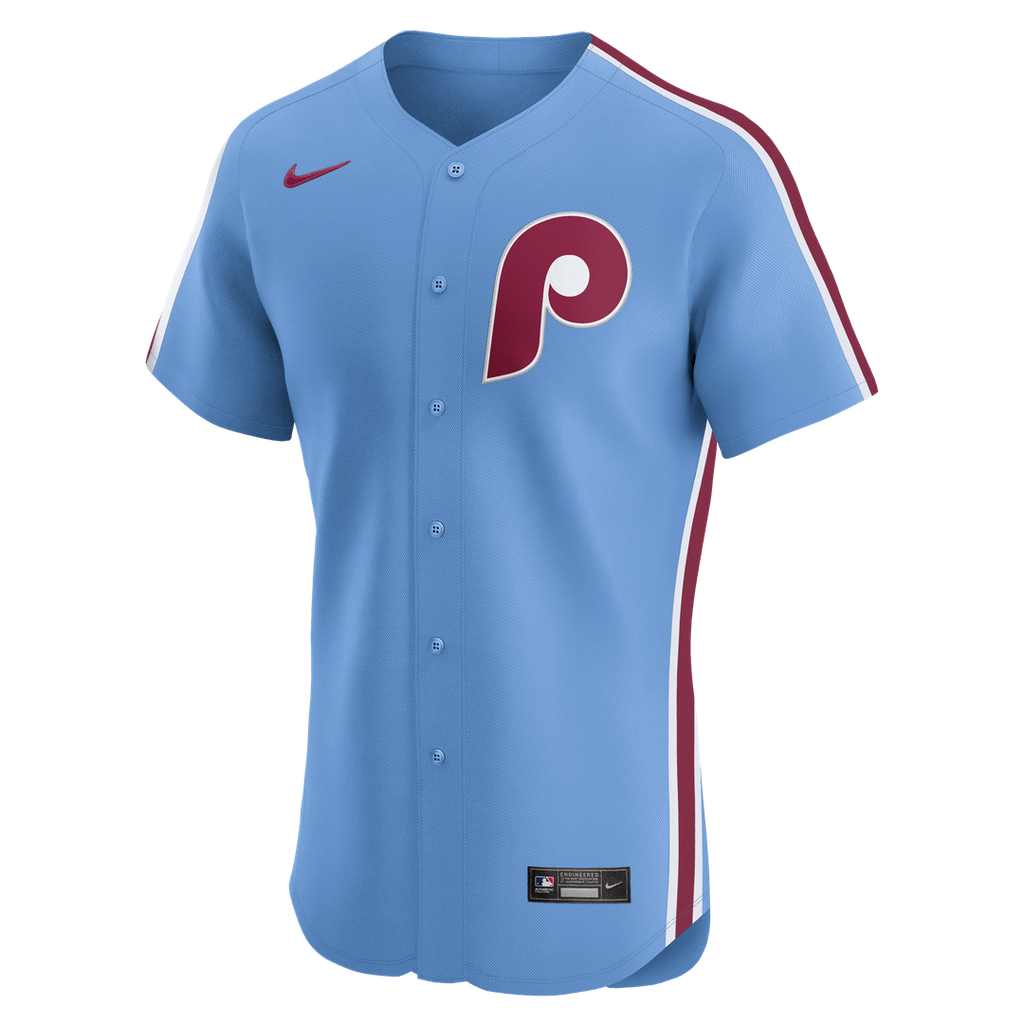Philadelphia Phillies Nike Light Blue Alternate Elite Jersey product image 2, provided for visual reference and product