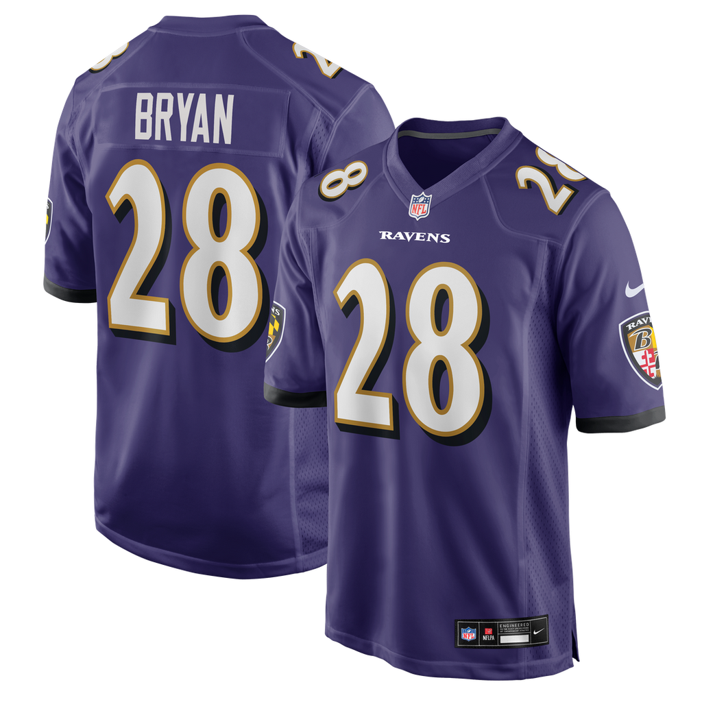 Baltimore Ravens Taven Bryan Nike Purple Team Game Jersey product image 1, provided for visual reference and product detail