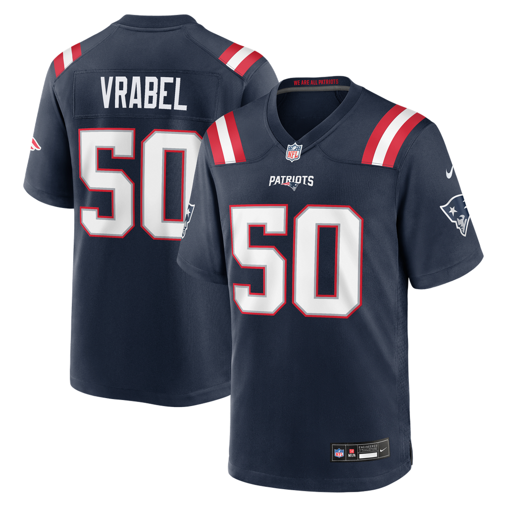 New England Patriots Mike Vrabel Nike Navy Game Retired Player Jersey product image 9, provided for visual reference and