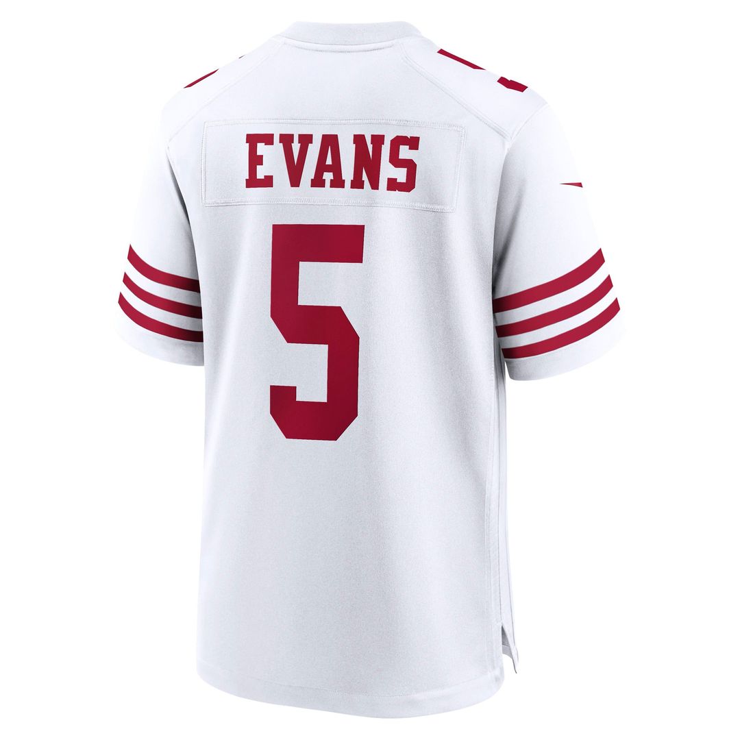San Francisco 49ers Mike Evans Nike White Game Jersey product image 3, provided for visual reference and product detail