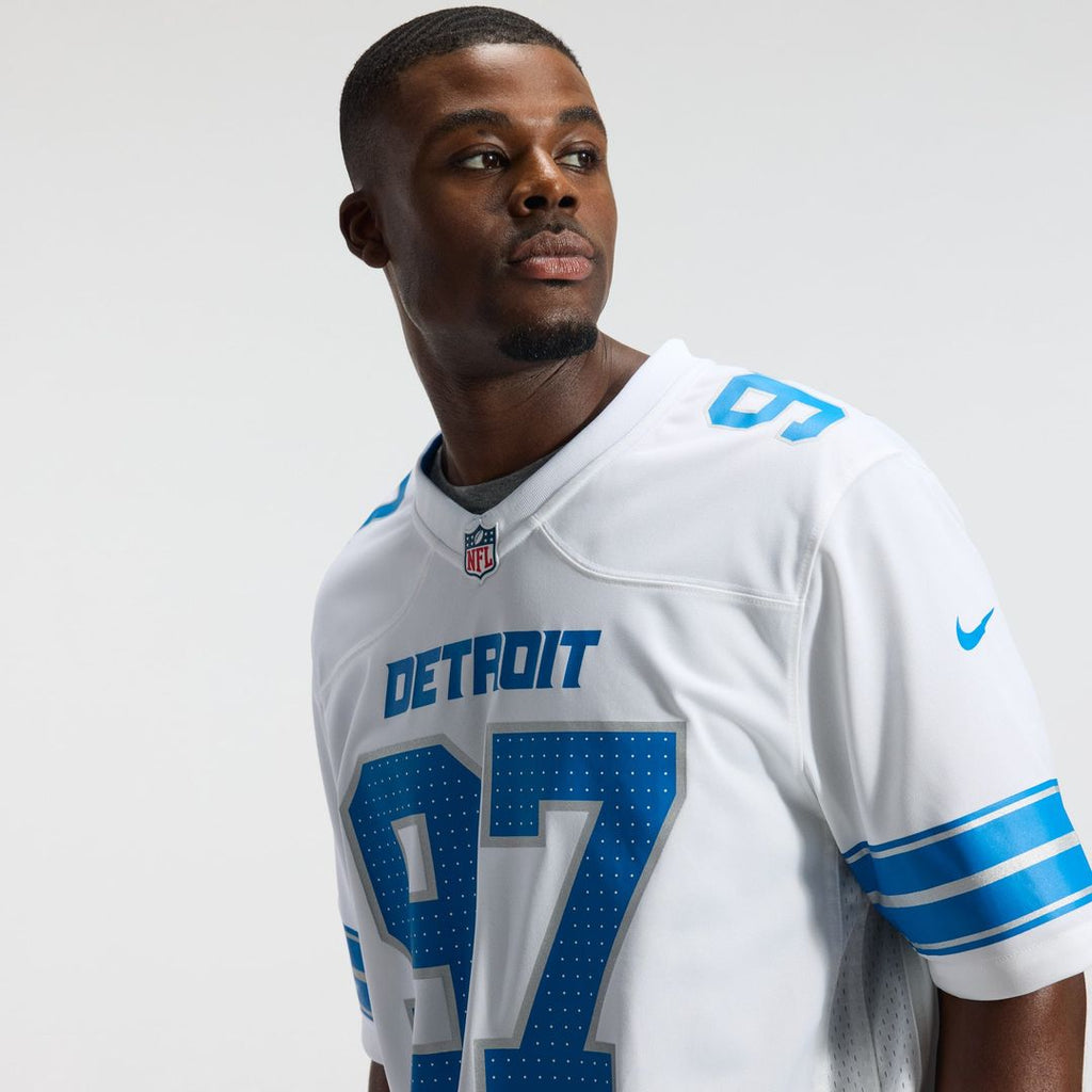 Detroit Lions Aidan Hutchinson Nike White Game Jersey product image 10, provided for visual reference and product detail