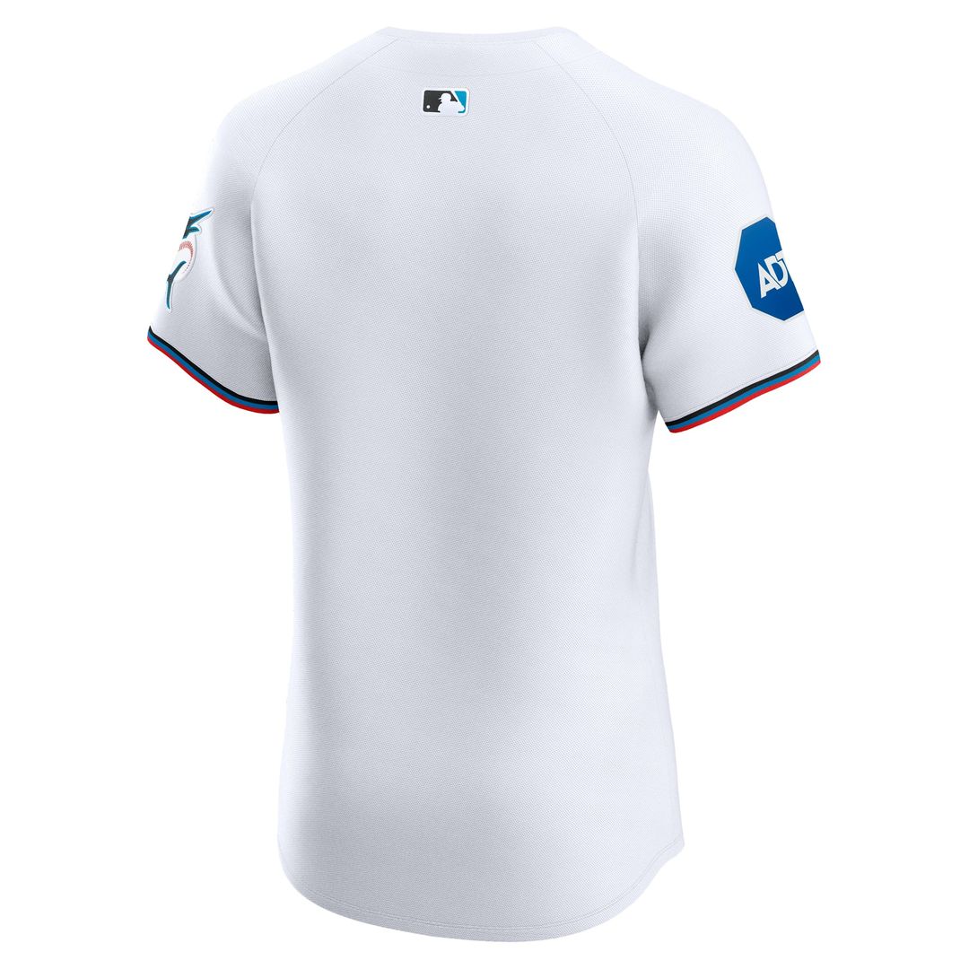 Miami Marlins Nike White Home Elite Patch Jersey product image 3, provided for visual reference and product detail review