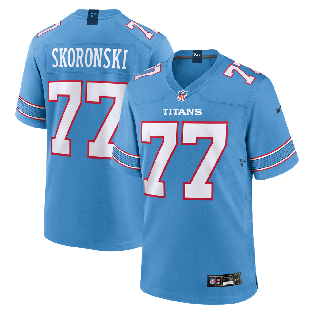 Tennessee Titans Peter Skoronski Nike Light Blue Game Jersey product image 1, provided for visual reference and product