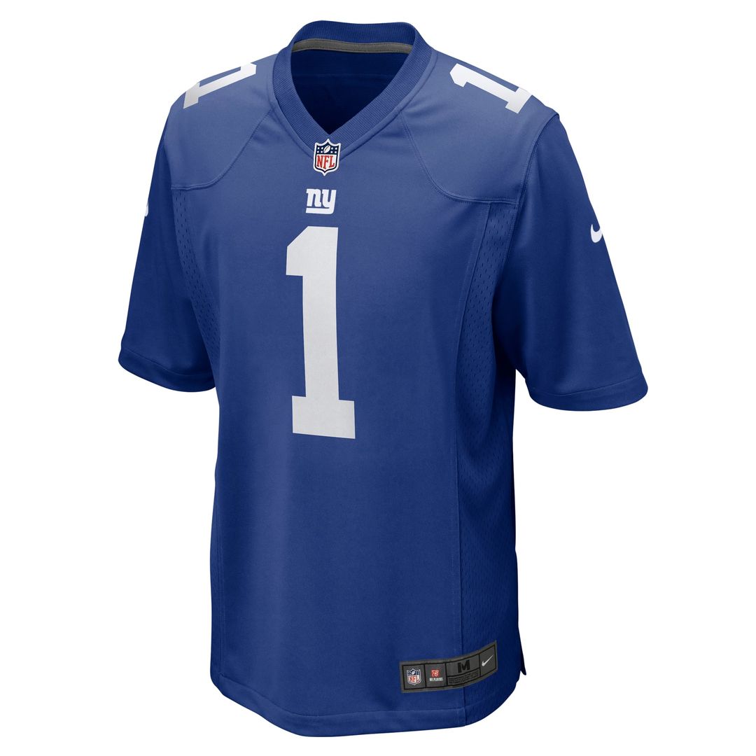 New York Giants Number 1 Dad Nike Royal Game Jersey product image 2, provided for visual reference and product detail review