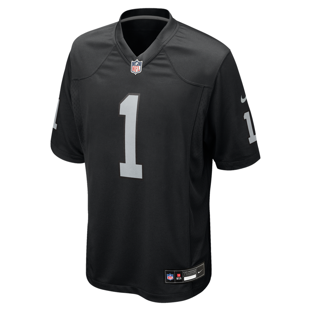 Las Vegas Raiders Number 1 Dad Nike Black Game Jersey product image 2, provided for visual reference and product detail