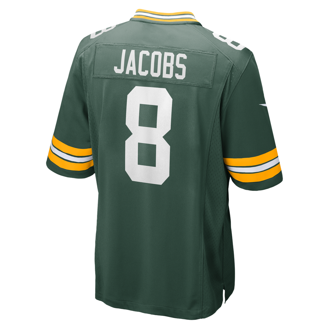 Green Bay Packers Josh Jacobs Nike Green Team Game Jersey product image 3, provided for visual reference and product detail