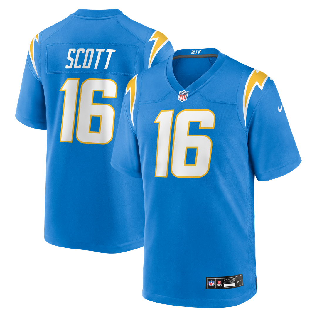 Los Angeles Chargers JK Scott Nike Powder Blue Game Jersey product image 1, provided for visual reference and product detail