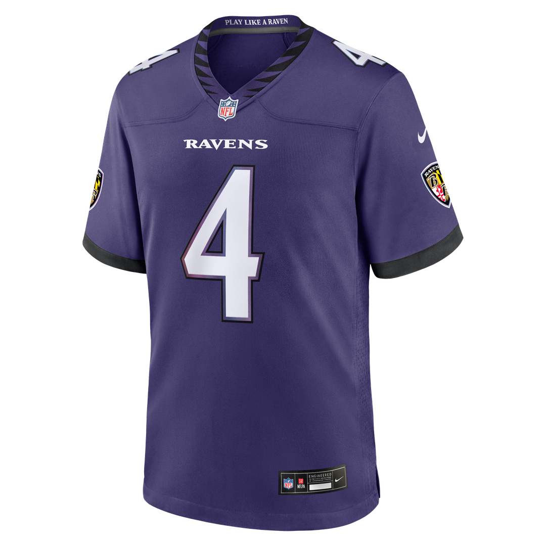 Baltimore Ravens Zay Flowers Nike Purple Team Game Jersey product image 6, provided for visual reference and product detail