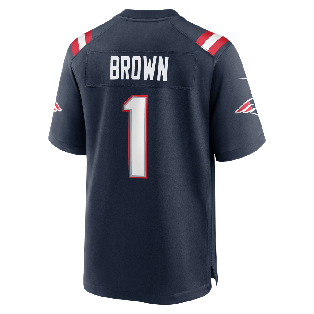 New England Patriots A.J. Brown Nike Navy Team Game Jersey product image 5, provided for visual reference and product detail