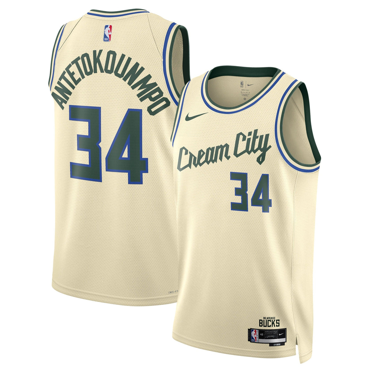 Milwaukee Bucks Nike 2025/26 City Edition Swingman Jersey - Cream - Giannis Antetokounmpo - Unisex product image 2, provided