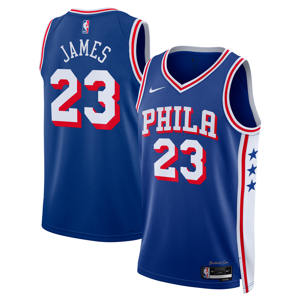Philadelphia 76ers Nike Icon Edition Swingman Jersey - Royal - Lebron James - Unisex product image 2, provided for visual