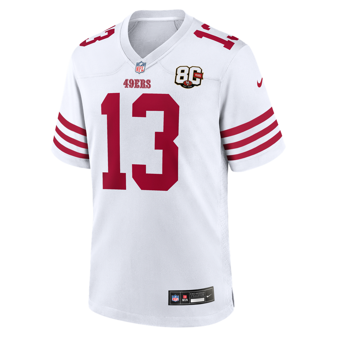 San Francisco 49ers Brock Purdy Nike White 80th Anniversary Game Jersey product image 5, provided for visual reference and