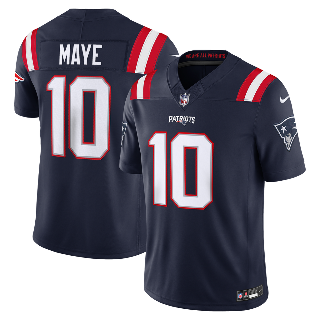 New England Patriots Drake Maye Nike Navy Team Vapor F.U.S.E. Stitched Limited Jersey product image 1, provided for visual