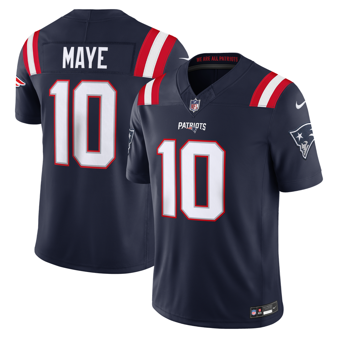 New England Patriots Drake Maye Nike Navy Team Vapor F.U.S.E. Stitched Limited Jersey product image 1, provided for visual